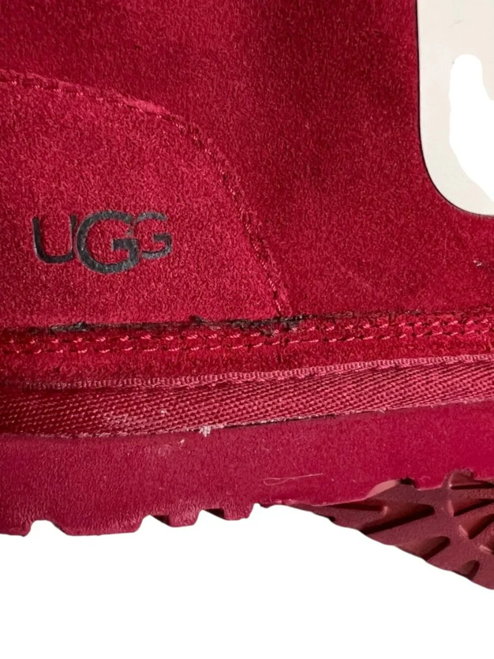 UGG boots Neumel Chopd size 9 Rich Red suede white logo lace up ankle booties